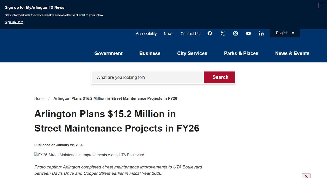 Arlington Plans $15.2 Million in Street Maintenance Projects in FY26 City of Arlington, TX